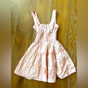 Your Sunny Day Light Pink Tiered Smocked Mini Dress. Size small